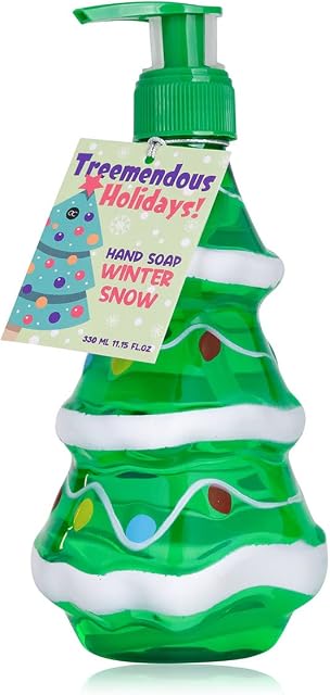 Accentra TREEMENDOUS HOLIDAYS Hand Soap 310 ml in Tree Shape Pump Dispenser Liquid Soap Winter Snow Fragrance Refillable Green