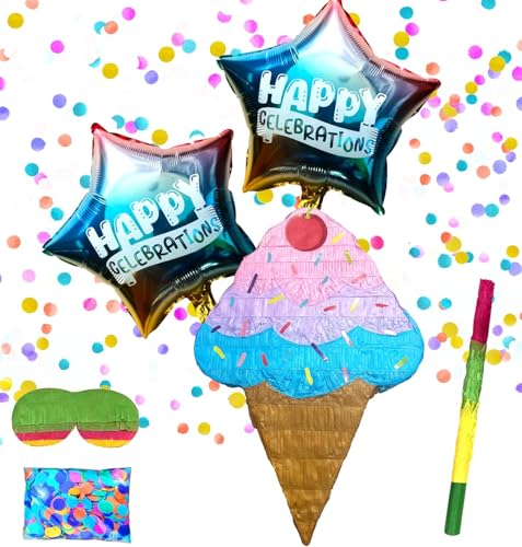 Pinatas for Kids – Fun Birthday Pinatas for Girls & Boys, Holiday Party Pinatas for Any Celebration (Ice cream)