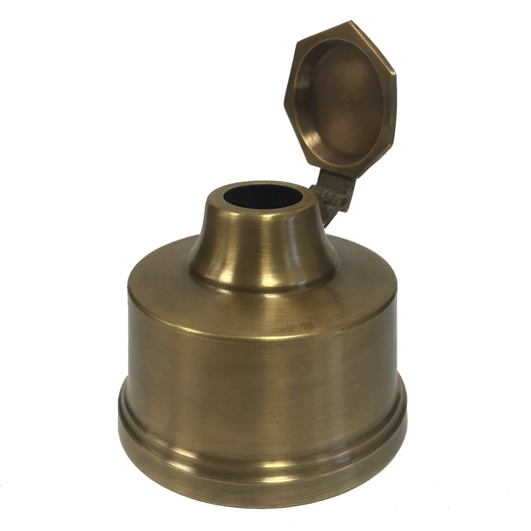 Schooner Bay Co. 3-1/4" Historical Antiqued Brass Inkwell with Quill Nib Pens and Ink - Image 3