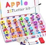 Classroom Magnetic Letters 237 Pcs Uppercase and Lowercase Foam Magnetic Alphabet Letters ABC Colorful Fridge Magnets - Preschool Kids to Learn Spelling Educational Toy Set with Magnet Board