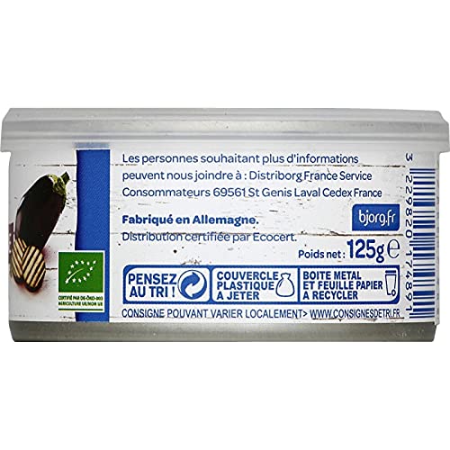 BJORG - Terrine D'Aubergine Bio 125G - Lot De 4