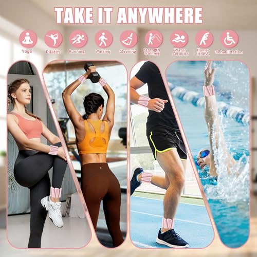 Image of BECOJADDE Ankle Weights for Women Wrist Weights Set of 2 (1 lb /2 lb Each) Adjustable Arm Leg Weight for Womens Men Suitable for Walking Swimming Running Pilates Yoga Gym