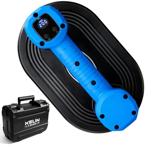 KELIN Ventosa eléctrica al vacío para vidrio, elevador de 440 libras con base grande de 270 mm, 2 motores sin escobillas y pantalla digital, ventosas inalámbricas de batería 8H para azulejos grandes