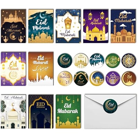 20 Pack Eid Mubarak Greeting Cards Set Cover