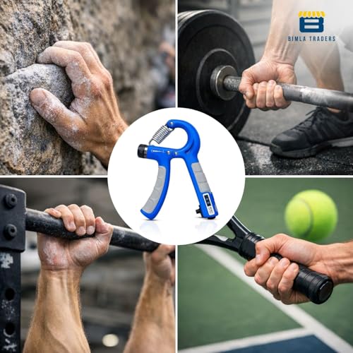 Image of CRAE Hand Gripper with Counter - Adjustable Grip Strengthener, 60 KG Capacity for Forearm, Wrist & Finger Workout Men & Women (Blue)