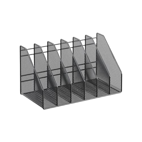 Ecocoer 金属製スタンド 多層アイアンラック デスクトップ収納 垂直本棚 学生用データ整理ラック 大容量書類ボックス オフィス収納 書類整理スタンド (6分割本棚,ブラック)