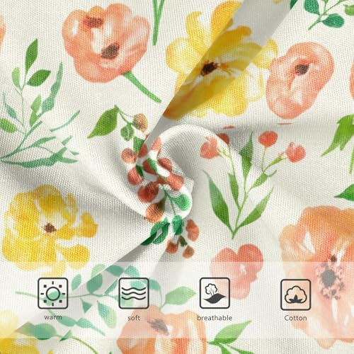 Watercolor Flowers Peach Yellow Beige Toddler Underwear Custom 2t Cotton Panties Little Girl Florals Underpants Briefs3