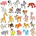 OOTSR 24Pcs Mini plástico Animales de Granja y Animales Salvajes de la Selva Juguetes Figuras para niños Aprendizaje Playset Educativo Favores de Fiesta Bolsas de llenado Regalos para niños y niñas