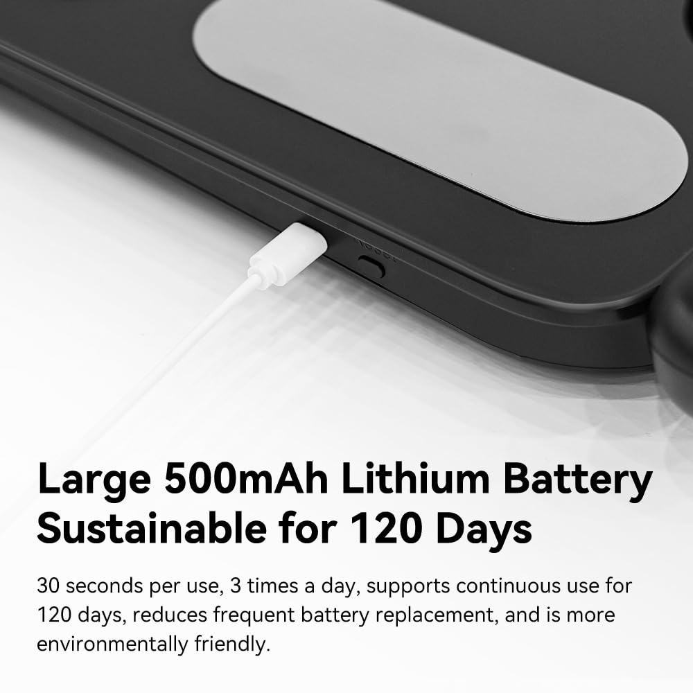 Pèse Personne Balance Connectée Impédancemètre Avec 8 Électrodes 29 Données Corporelle Affichage LCD Recharge USB C Avec APP pour Andriod et iOS, Max. 180kg/400lb/28st, 30 * 30CM