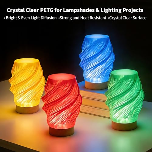 Image of IEMAI Clear PETG Filament 1.75mm Red 1kg, Glossy Transparent Finish 3D Printer Filament Up to 600mm /s High-Speed Printing for Lampshades, Home Decor & DIY Models