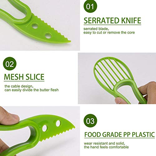 YoJiSa 3-in-1 Avocado Slicer Shea Corer Fruit Peeler Cutter Pulp Separator Food Grade Plastic Knife Kitchen Vegetable Tools