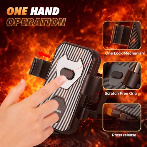 Image of MotoPro K3 Universal Bike & Motorcycle Phone Holder | Handlebar Mount with Secure Grip | Anti-Slip Adjustable Clamp | Mobile Stand for All Smartphones | Black