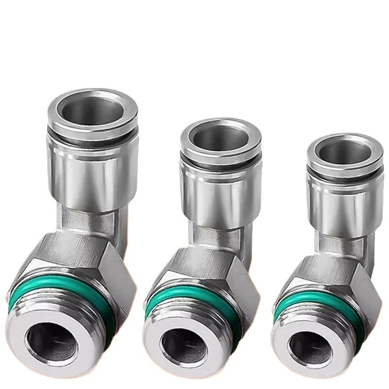 10Pcs 304 Stainless Steel Pneumatic Connector PL 1/8" 1/4" 3/8" 1/2" External G Thread Pneumatic Fitting Elbow Connecting Pipe(PL6-G03) Brass Hose