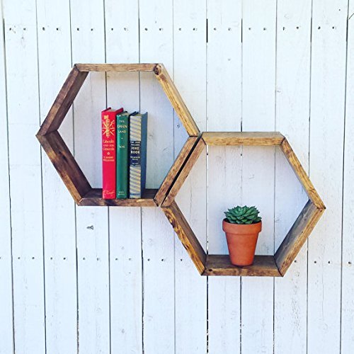 Wood Shelf Rustic Wood Hexagon Floating