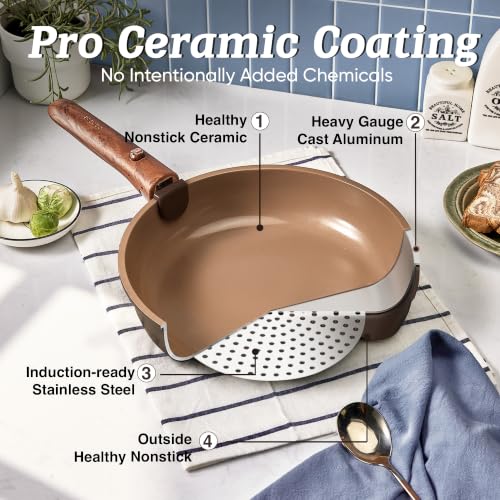 Image of CAROTE 49pcs Ceramic Cookware Set, Pots and Pans Set with Detachable Handle