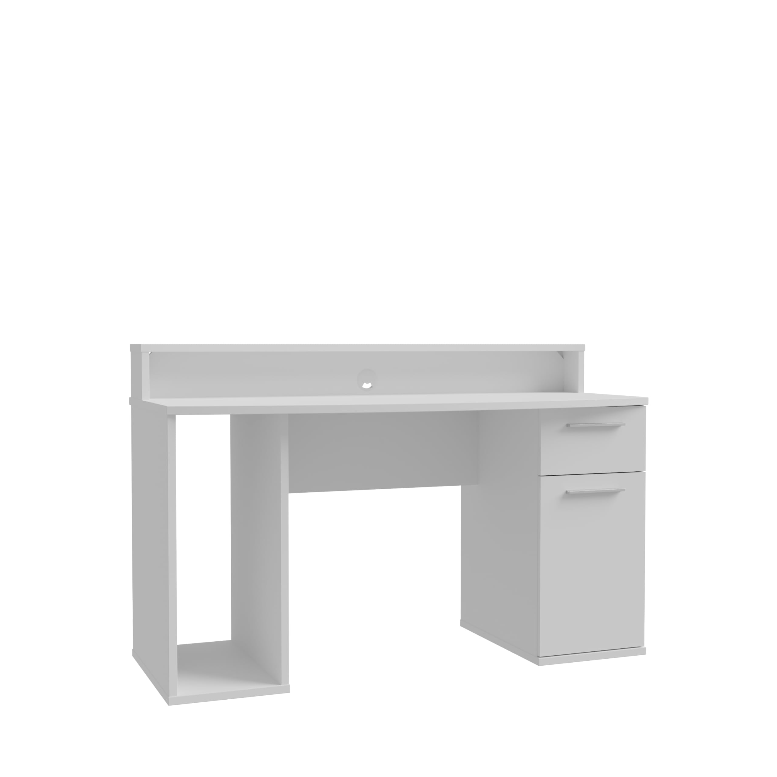 FORTE AYO Schreibtisch 140, Weißer Schreibtisch mit 1 Tür und 1 Schublade, Modernes Home Office, Büro, Jugendzimmer, Holzwerkstoff, Weiß, 140 cm breit x 91 cm hoch x 65 cm tief