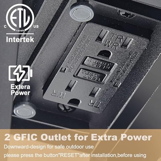 Porch Light with GFCI Outlet with Remote, Dusk to Dawn Outdoor Lighting with Outlet, Upgraded 4 Lighting Modes Motion Sensor Outdoor Lights, Waterproof Outside Lights for House Patio Garage Front Door