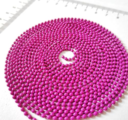 Image of GoSetGet! 12 mtr-Rani Pink-1.5mm Metal Ball Chain for LIPPAN Art, Rangoli, Jewelry Making, Crafts, Decorative, Long Lasting Finish (12 Mtr RaniPink)