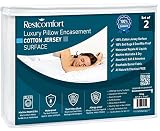 Rest Comfort Set of 2 Cotton Jersey Zippered Pillow Protector - Waterproof, Allergen Proof, Bed Bug
