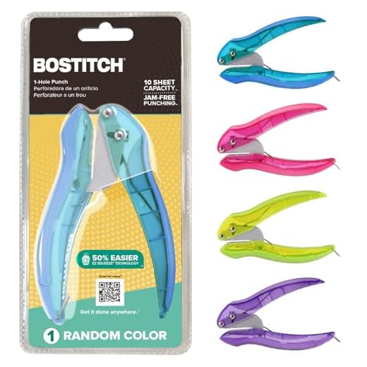 Bostitch Office inLIGHT Reduced Effort One-Hole Punch, One Unit per Package, Assorted Colors, No Color Choice (2401)