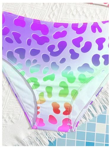 SweatyRocks Girl's 2 Piece Leopard Print Swimsuit High Waisted Bathing Suit Bikini Sets4