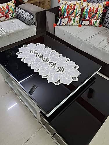 The Lineup Co. Oval Floral Design Center/Dining Table Runner Cream