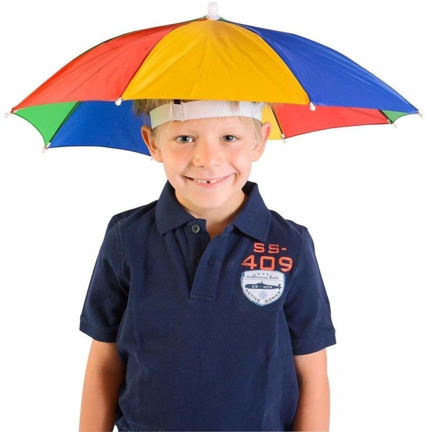 Dark MoonHat Umbrella for Kids,Men,Women Soft Unbreakable Plastic Hat/Cap Umbrella Adults UV & Rain Protection Hat Umbrella for Kids boys and Girls pack of 1 (Multicolor)