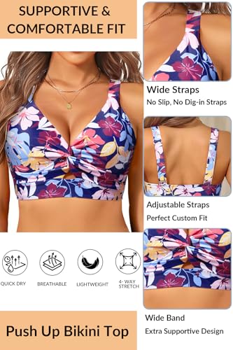 Image of Women's Bikini Top - Supportive Swimsuit for Large Bust - 2025 Cut Out Twist Swim Top