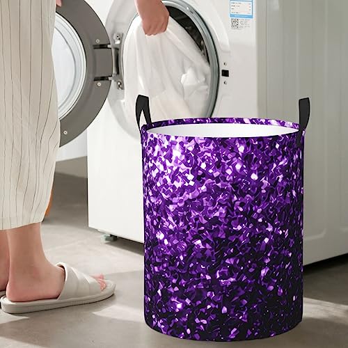 Grand panier à linge beau violet à paillettes pliable imperméable