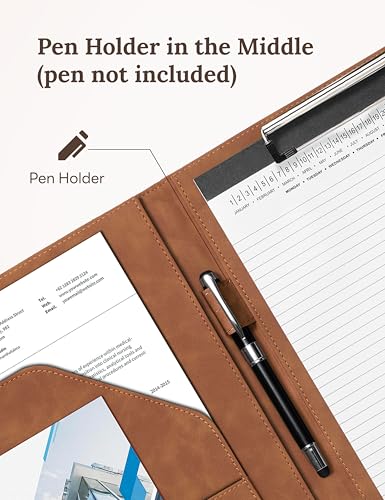Image of Clipboard Folder Padfolio, Mymazn Writing Portfolio Faux Leather Clipboards with Cover for Legal Pad Holder Letter Size A4 8.5 x 11 for Business Conference Notepad Clip Boards