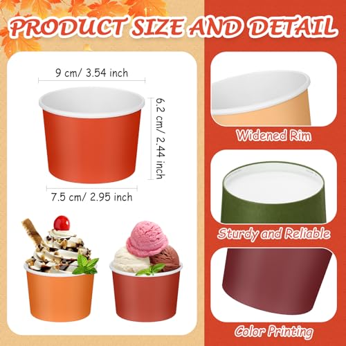 Image of Nuenen 300 Pcs Disposable Ice Cream Cups Bulk 8 oz, Autumn Colors