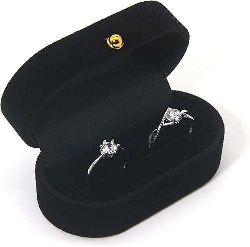 Caja de terciopelo para portadores de anillos, estuche para exhibición de anillos para bodas, propuestas, compromisos, ceremonias, ranura más ancha