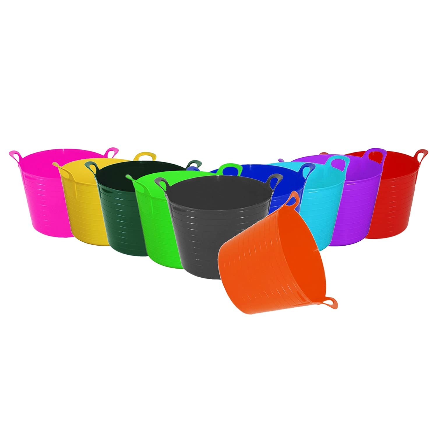 M1SS (Set of 5) - 26L Litre Medium Flexi Tub Garden Home Flexible Colour Storage Container Bucket Polyethylene Flex Tub- MADE IN U.K (Random Colours)