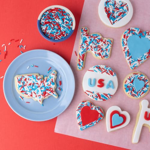 Image of Sweets Indeed Dye Free 4th of July Sprinkles 3-Pack Set - Patriotic Sanding Sugar, Jimmies Mix and Star Sprinkles with No Artificial Dyes for Baking & Decorating Cupcakes, Cookies, Cakes & Desserts - 7.48 ounces