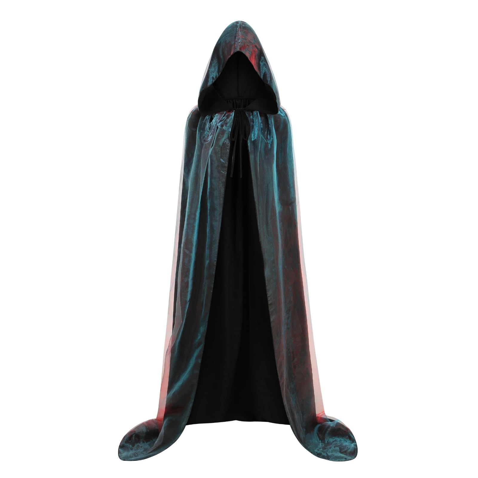 HAPNBCELE Adults Glittering Cape Glitter Hooded Cloak with Tulle, Bling Bling Shiny Fancy Dress for Halloween Christmas Carnival Party (Black, 160cm/62.9")