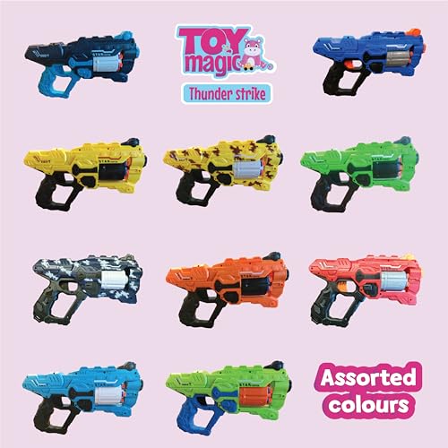 Image of ToyMagic Thunder Strike Gun With 24 Bullets - Long Range 6 Dart Rotating Drum - Soft Bullet Foam Blaster for Kids 8+ - Birthday Gift - Action Toy - Safe for Kids - Made in India