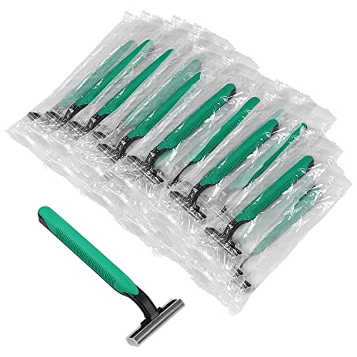 N / B (100 Pack) Disposable Razors with Individually Wrapped, Twin Stainless Steel Blade Shavers for Hotel, Travel, Hospital and Homeless Men, Bulk Packed