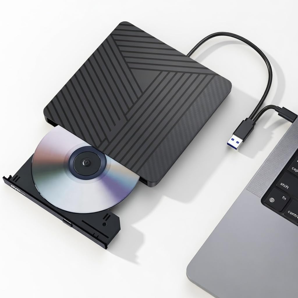 MOSWAG CD DVD Drive Esterno, USB 3.0 e USB C CD/DVD Burner +/-RW Unità Ottica, DVD Sottile Portatile CD ROM Riscrittore Scrittore Duplicatore per Desktop, Windows 11/10 PC MacBook Pro Linux PC