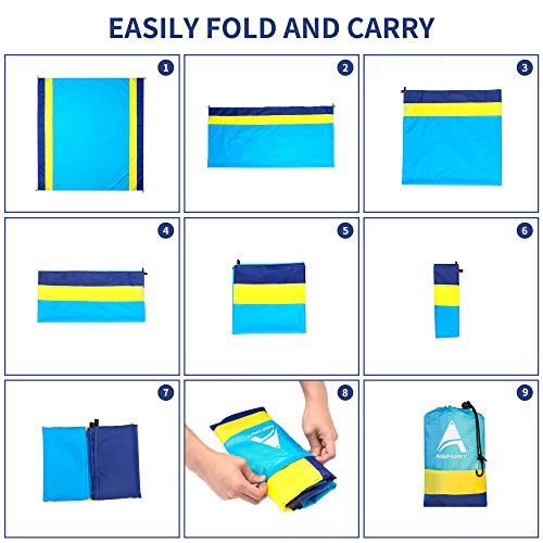 Image of Beach Blanket, Beach Mat Outdoor Picnic Blanket Compact for 4-7 Persons Water Proof and Quick Drying Beach Mat Mady by Premium Nylon Pocket Picnic Sheet for Outdoor Travel ( 78 inch X 81 inch)