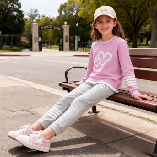 Image of OLMRJKD Kids Toddler Girls Clothes Figure Graphic Drop Shoulder Top Pullover Spotted Print Pants Fall Winter Outfit Set