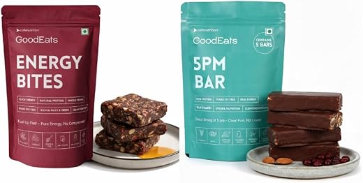 GOODEATS CRAVINGS-CONTROL COMBO: Energy Bites + 5PM Bars | Natural Protein, Dry Fruit & Nut Seed Snack Bars | Healthy Even...