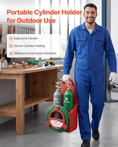Image of VEVOR Oxygen Acetylene Torch Kit with Check Valves, Gas Welding Cutting Torch Kit, Portable Oxy Acetylene Brazing Set with 15FT Twin-Hose, 1 Cutting Tip, 2 Welding Tips, 2 Regulators & Cylinder Holder