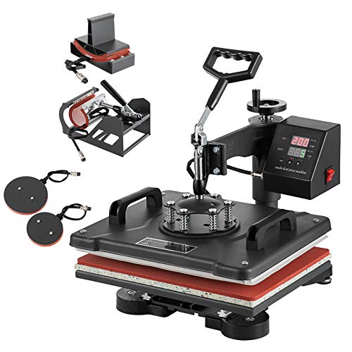 SmarketBuy Heat Press 12x15 Inch Swing Away Design Heat Transfer Machine for T Shirts Hat Mug Plate (5 in 1)