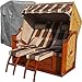 Produktbild Strandkorb XXL # 2-Sitzer XXL Strandkorb # Ostsee Strandkorb # 2X komplett wechselbare BEZÜGE # Uni Bezug beige # +Bonus Bezug rot-grün kariert # inkl. Strandkorbhülle # Polyrattan: naturfarbig