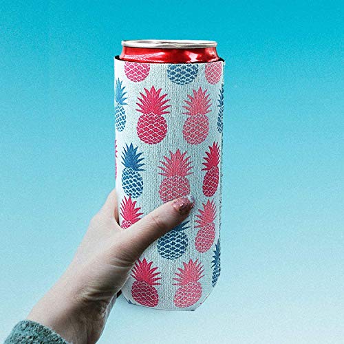 Slim Can Sleeves - Neoprene Bottle Insulator Sleeve Set of 2 Can Beverage Coolers for 12oz Slim Energy Drink Beer Cans (Blue) - Thumbnail 5