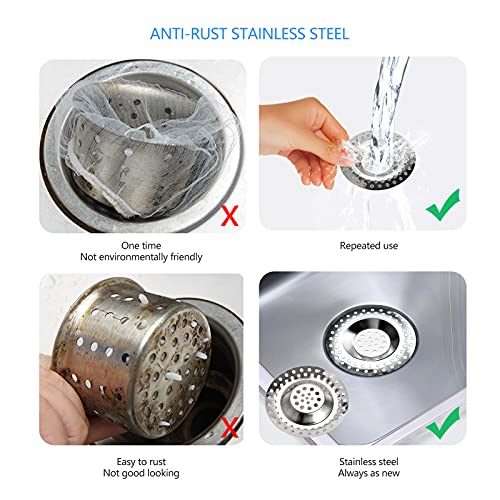 Colador protector para desagüe de acero inoxidable 8 piezas miniatura 5