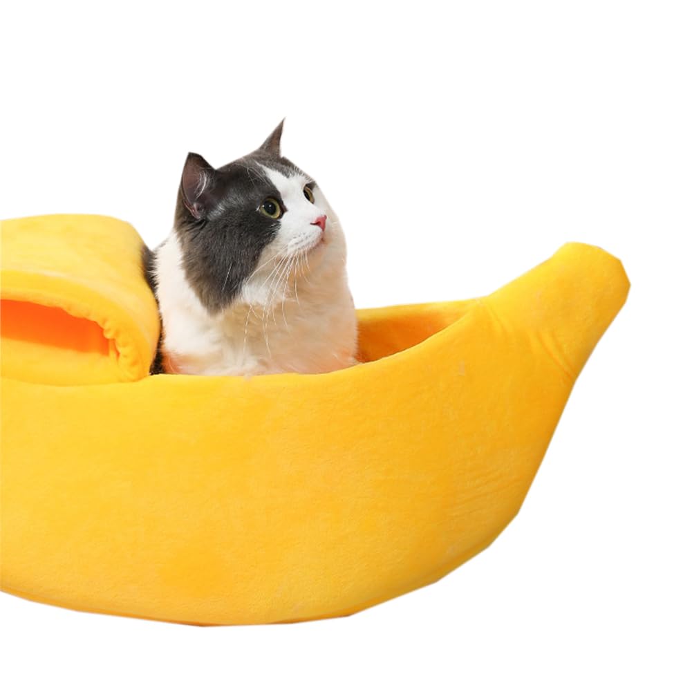 SMDARROY Banana Cat Bed, Cosy Cat Cave House & Soft Pet Hideaway, Warm Cat Beds for Indoor Cats Kittens & Small Dogs - Image 3