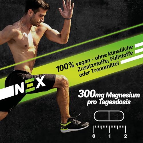 NEX Magnesium Bisglycinat hochdosiert 300mg | vegan & ohne Zusatzstoffe | besonders gut verträglich | für Muskeln, Nerven & Energie | Chelat-Form | bei Stress & Sport | 120 Kapseln (1)