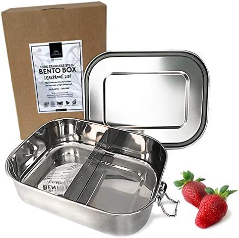 LEAKPROOF Stainless Steel BENTO LUNCH BOX | Metal Lunch Container, Quality Buckle & Silicone Seal | ECO-friendly, Plastic-Free | for Kids or Adults | 6 CUP/1400 ML Capacity