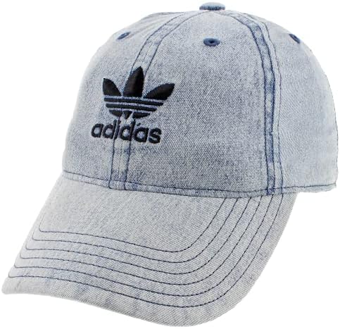 adidas Originals Men's Relaxed Fit Strapback Hat, Washed Blue Denim, One Size